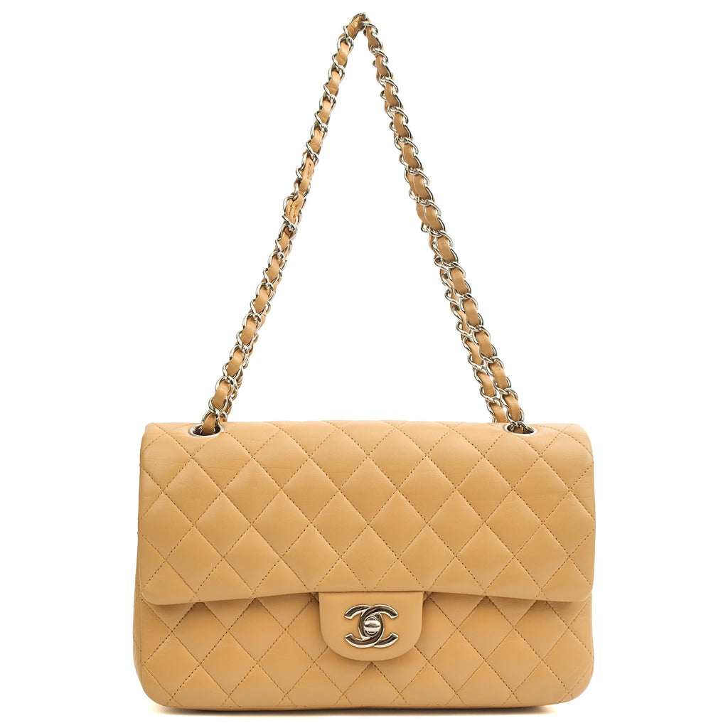Chanel Shoulder Bag Classic Double Flap - Medium in Neutral, Lambskin Leather — Alternate View 8