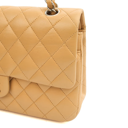 Chanel Shoulder Bag Classic Double Flap - Medium in Neutral, Lambskin Leather — Detail View