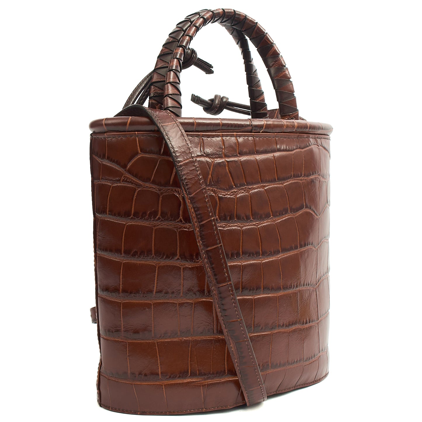 Aspinal of London Bucket Bag Padlock Bucket Bag in Brown, Exotic Effect Leather — Alternate View 9