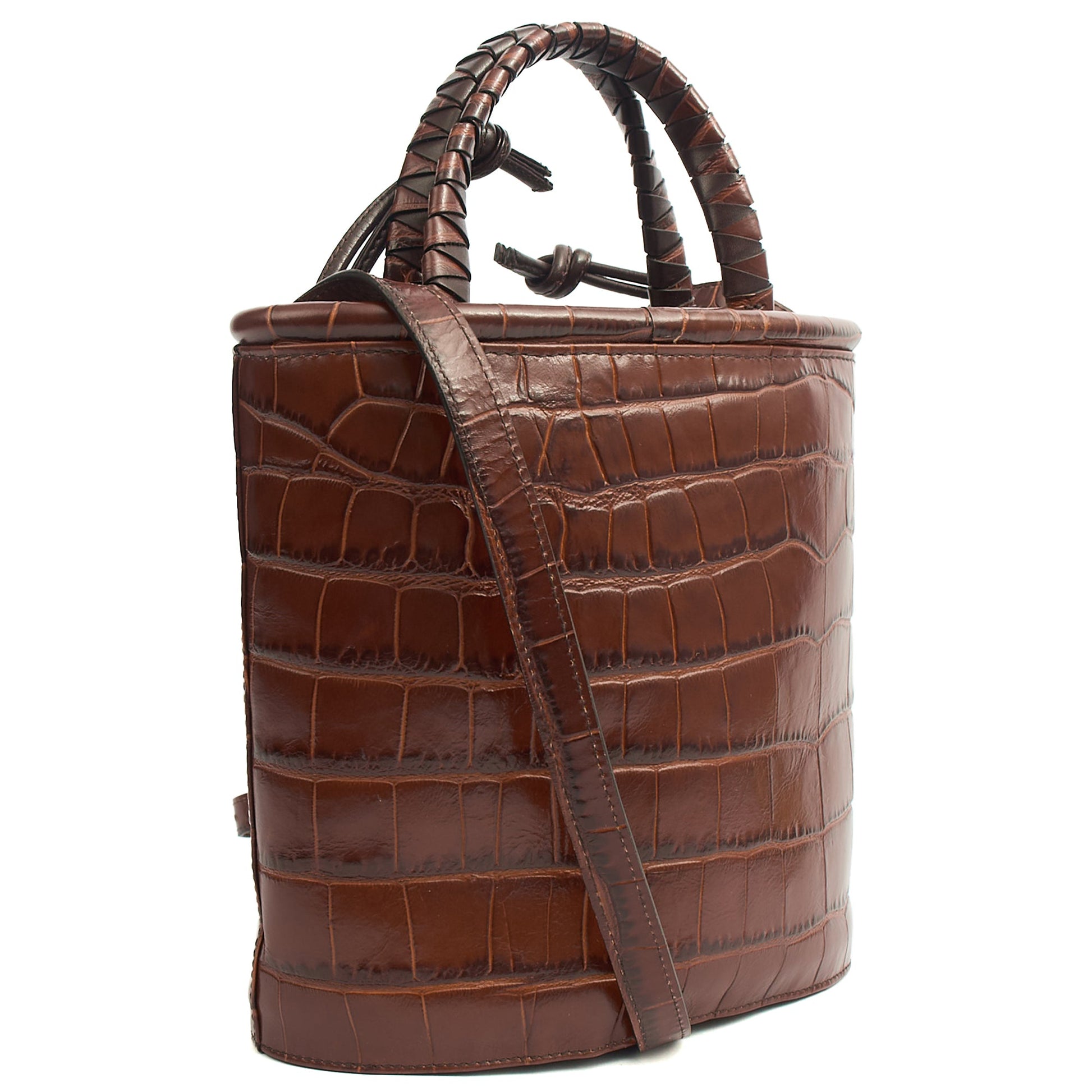 Aspinal of London Bucket Bag Padlock Bucket Bag in Brown, Exotic Effect Leather — Alternate View 9