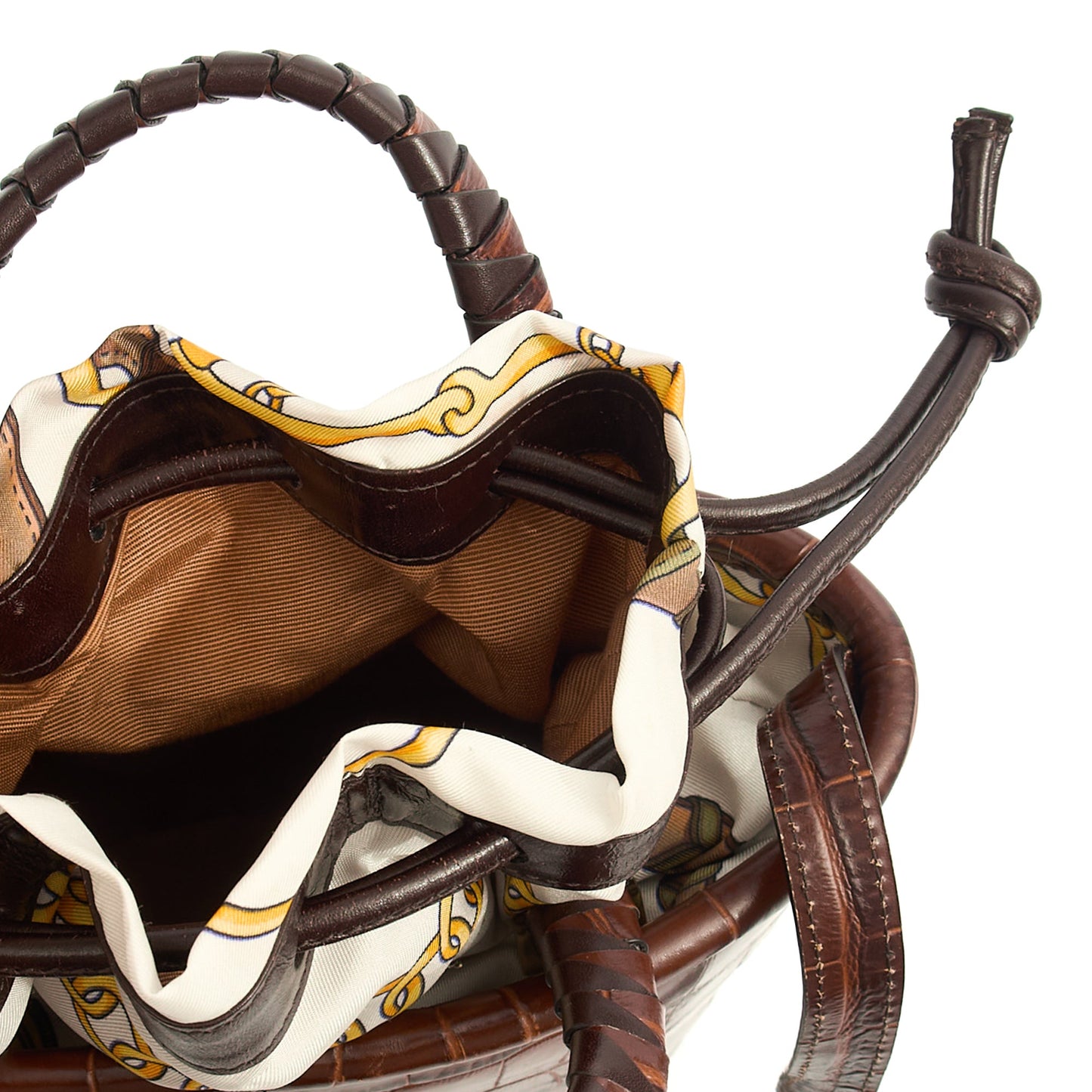 Aspinal of London Bucket Bag Padlock Bucket Bag in Brown, Exotic Effect Leather — Alternate View 7