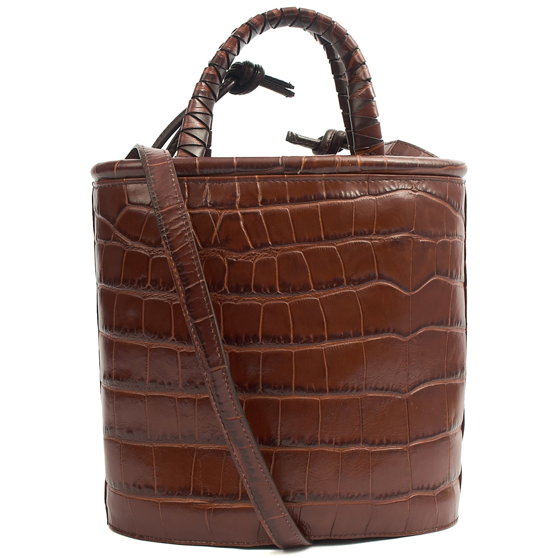 Aspinal of London Bucket Bag Padlock Bucket Bag in Brown, Exotic Effect Leather — Alternate View 10