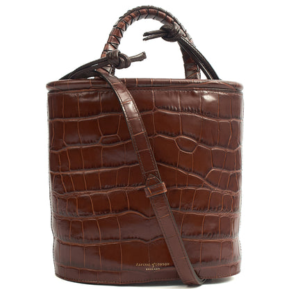 Aspinal of London Bucket Bag Padlock Bucket Bag in Brown, Exotic Effect Leather — Alternate View 8