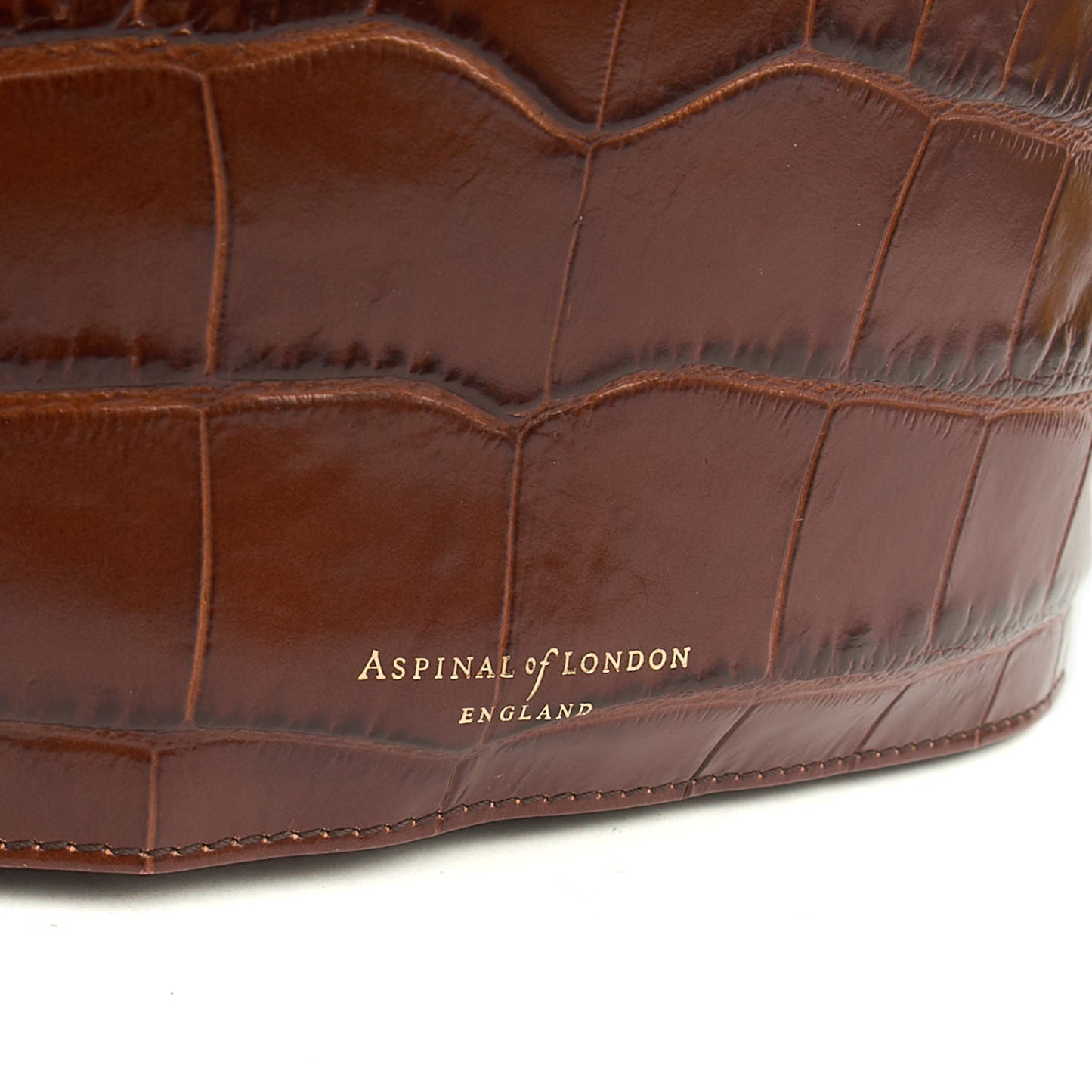 Aspinal of London Bucket Bag Padlock Bucket Bag in Brown, Exotic Effect Leather — Alternate View 13