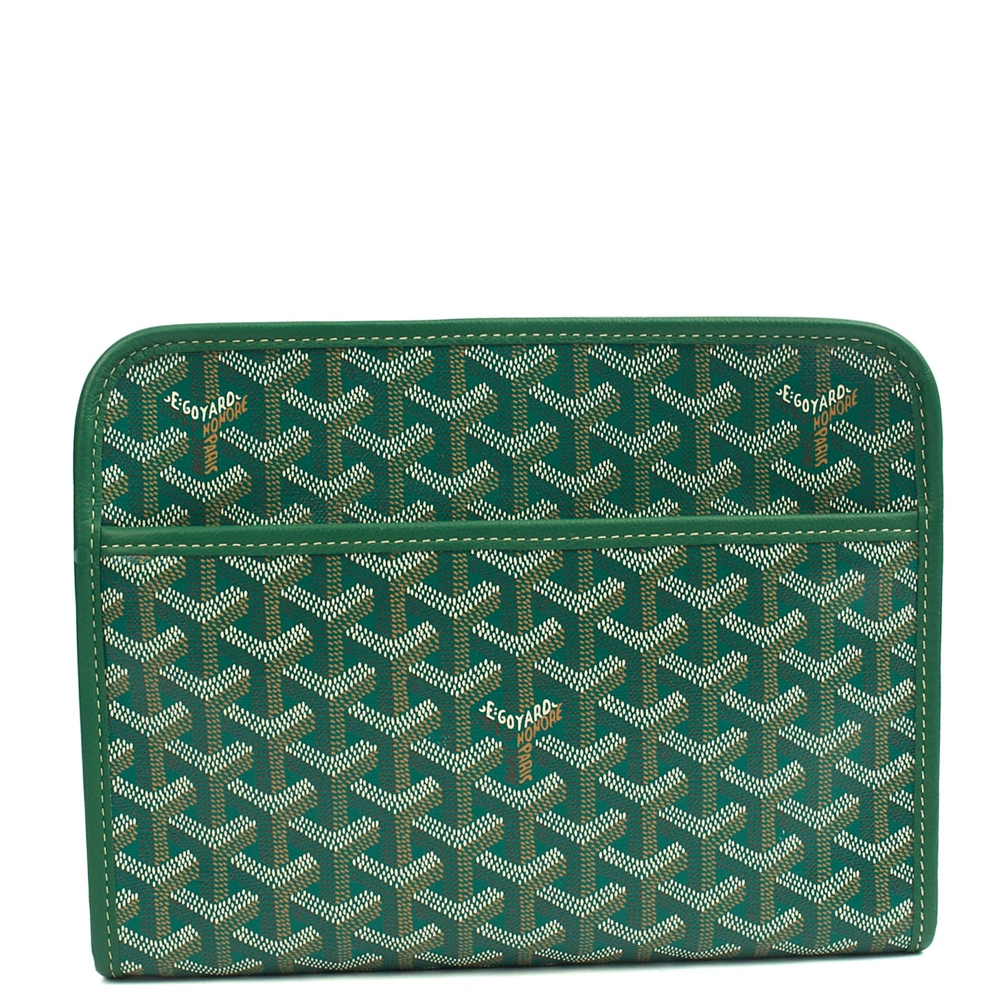Goyard Clutch Jouvence Toiletry Pouch MM in Green, Leather — Front View