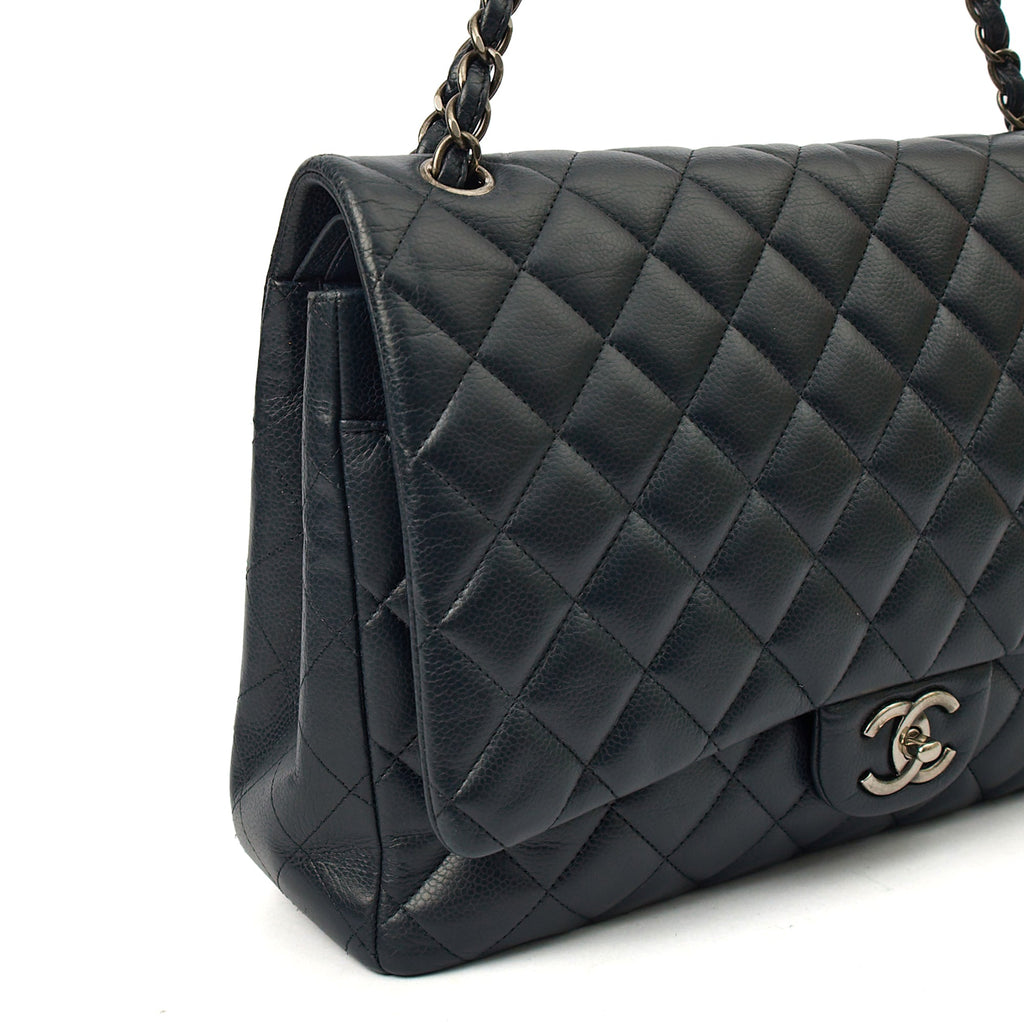 Chanel Shoulder Bag Classic - Maxi in Navy, Lambskin Leather — Alternate View 8