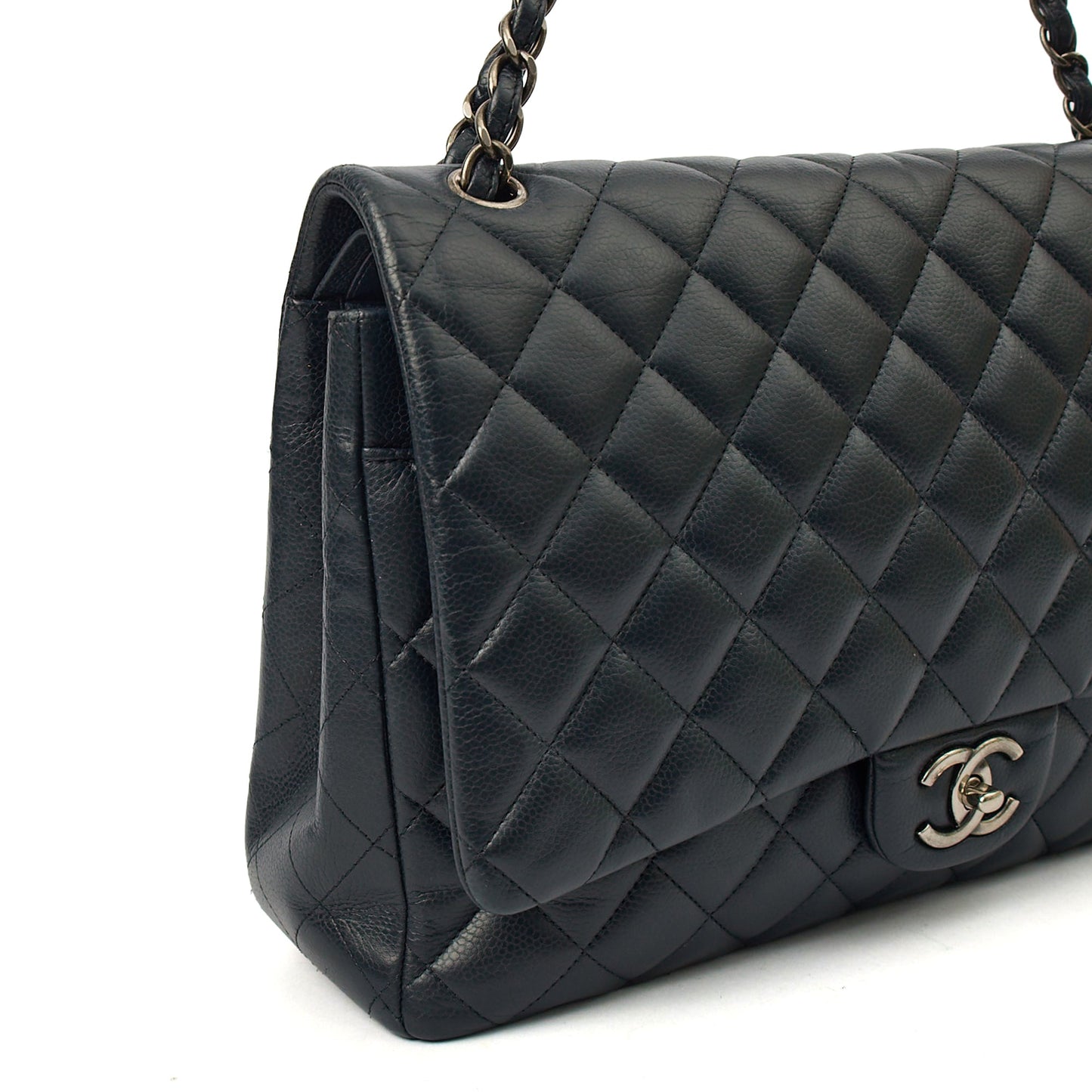 Chanel Shoulder Bag Classic - Maxi in Navy, Lambskin Leather — Alternate View 8