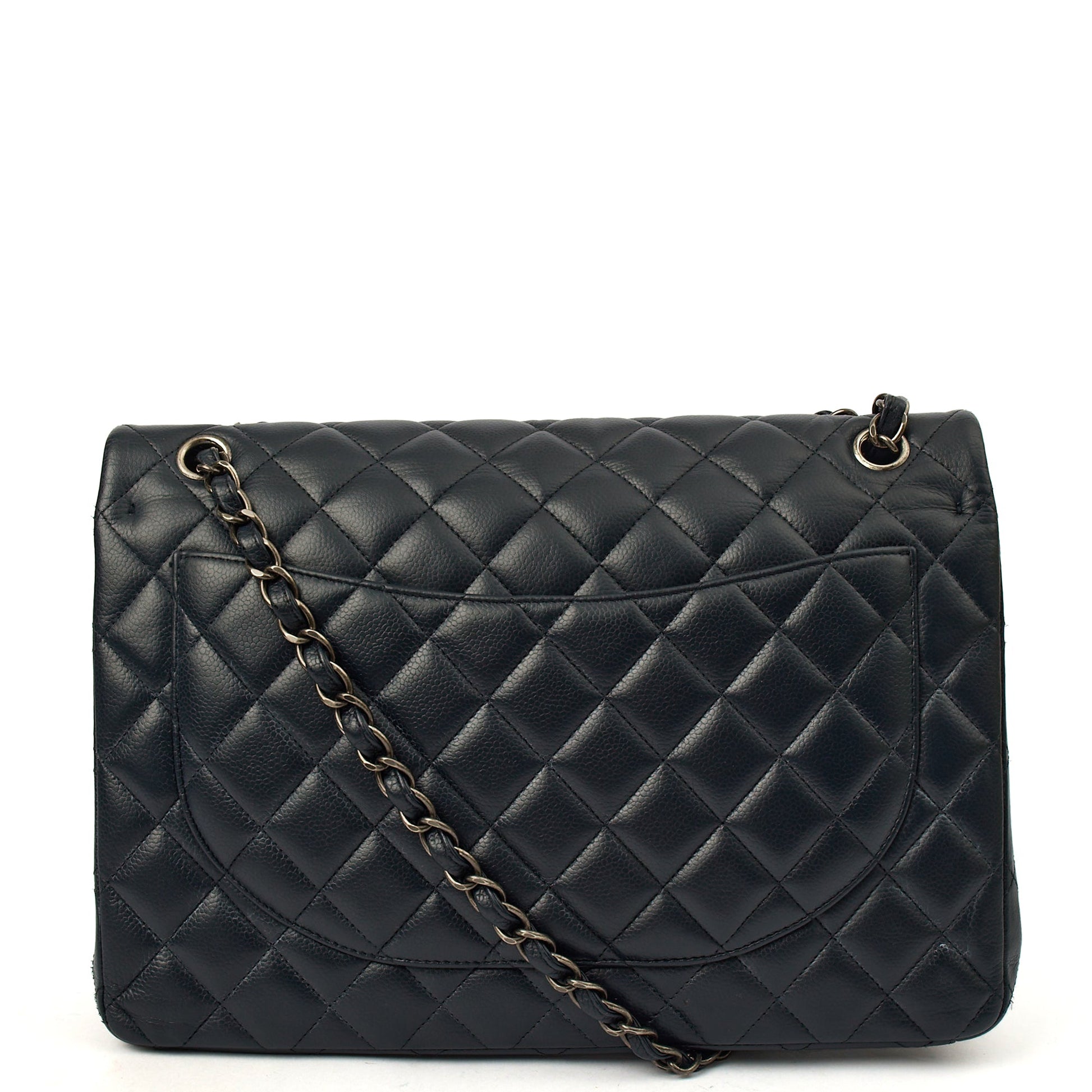 Chanel Shoulder Bag Classic - Maxi in Navy, Lambskin Leather — Top View