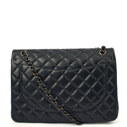 Chanel Shoulder Bag Classic - Maxi in Navy, Lambskin Leather — Top View