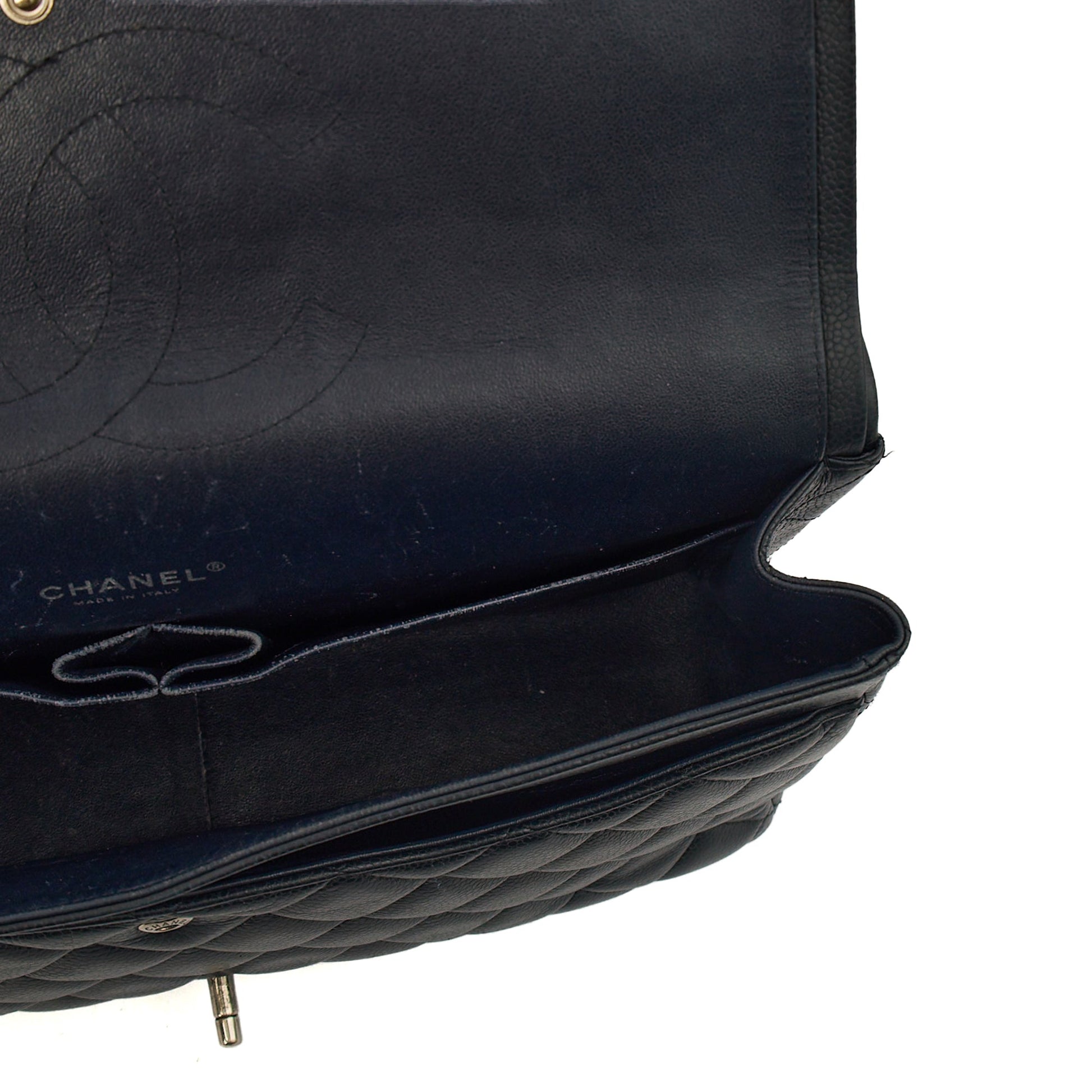 Chanel Shoulder Bag Classic - Maxi in Navy, Lambskin Leather — Alternate View 12