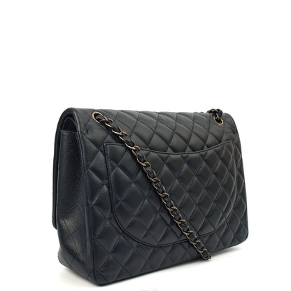 Chanel Shoulder Bag Classic - Maxi in Navy, Lambskin Leather — Back View