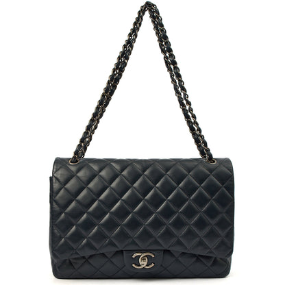 Chanel Shoulder Bag Classic - Maxi in Navy, Lambskin Leather — Alternate View 7