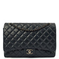 Chanel Shoulder Bag Classic - Maxi in Navy, Lambskin Leather — Front View