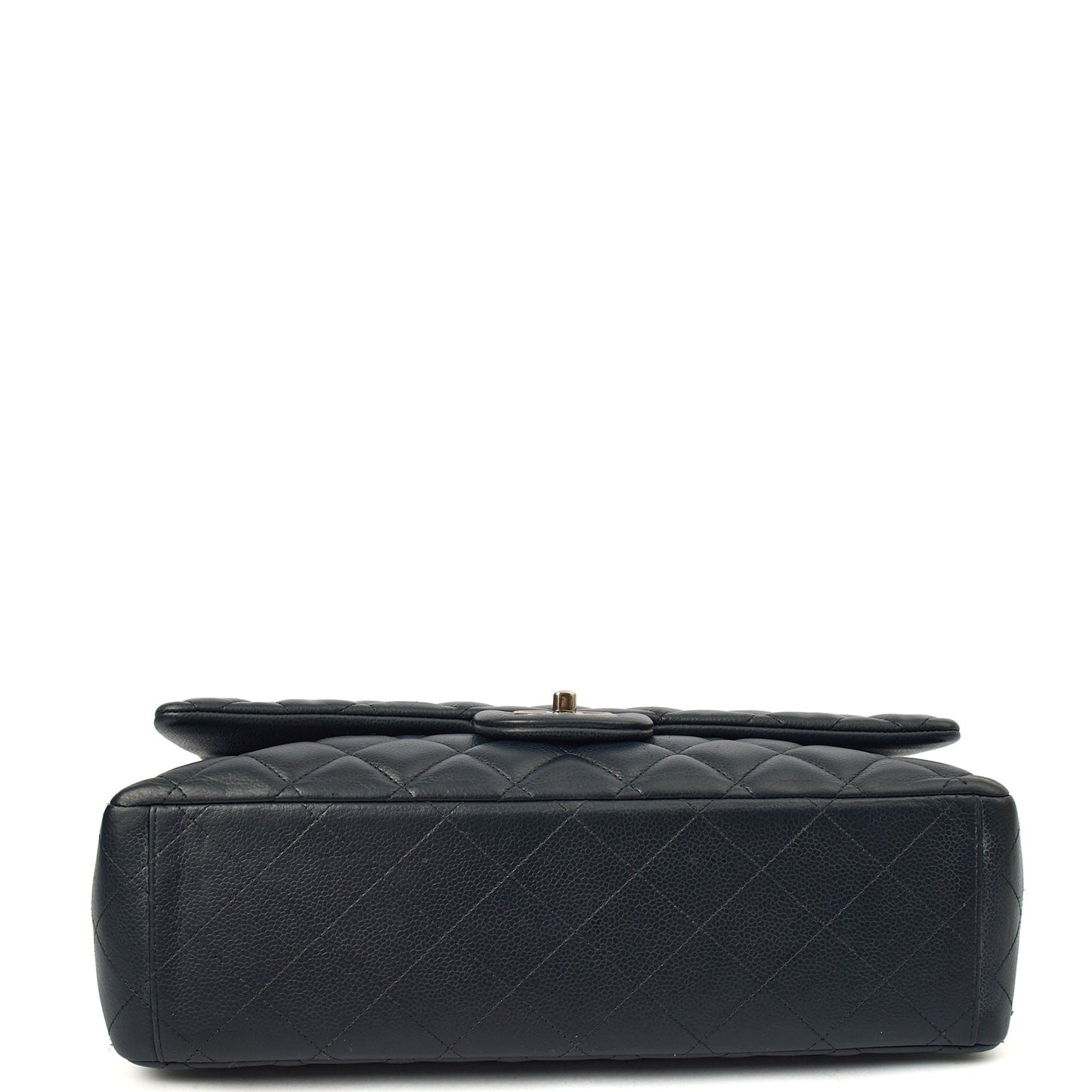 Chanel Shoulder Bag Classic - Maxi in Navy, Lambskin Leather — Detail View
