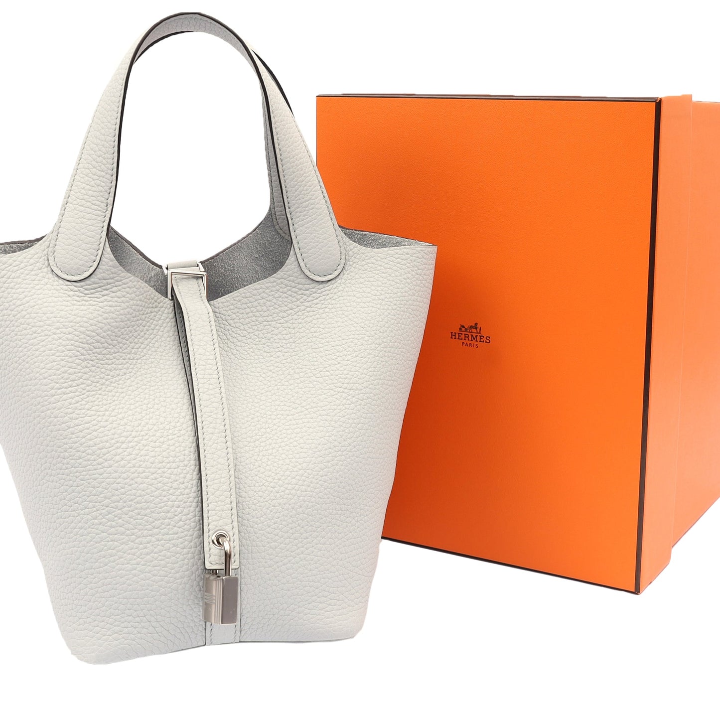 Hermes Picotin 18 in Bleu Pale, Clemence Leather — Lifestyle View