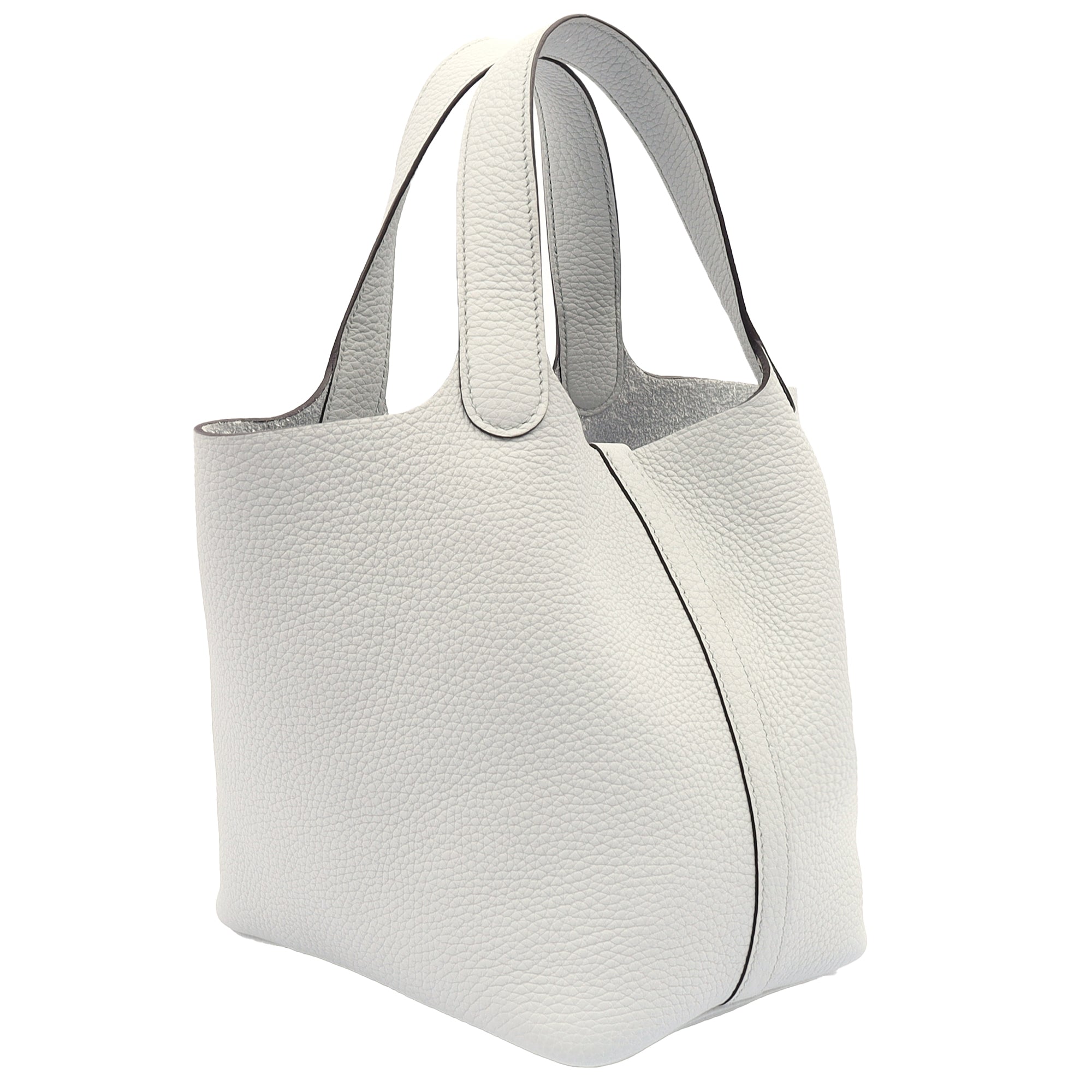 Hermes Picotin 18 in Bleu Pale, Clemence Leather — Side View