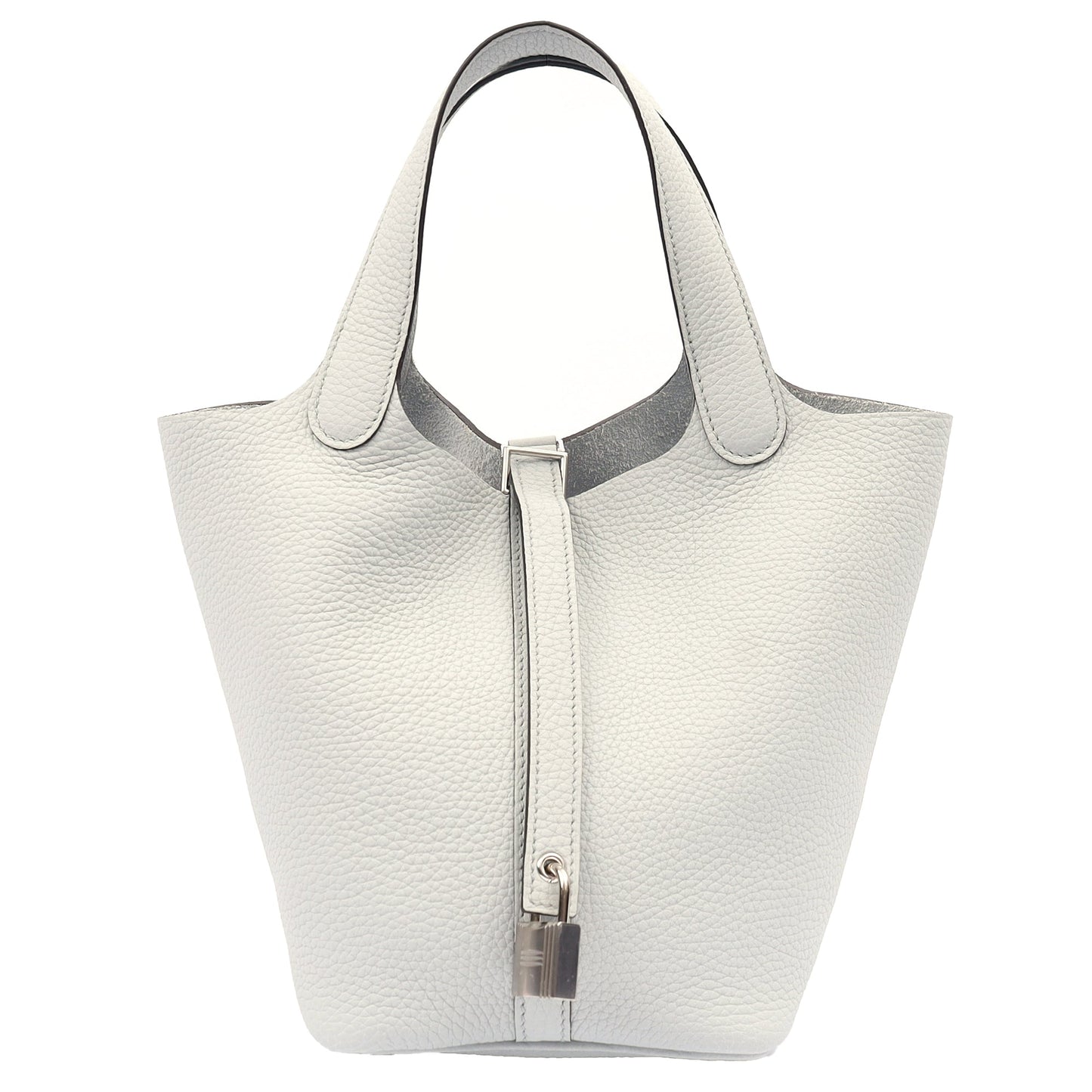 Hermes Picotin 18 in Bleu Pale, Clemence Leather — Front View