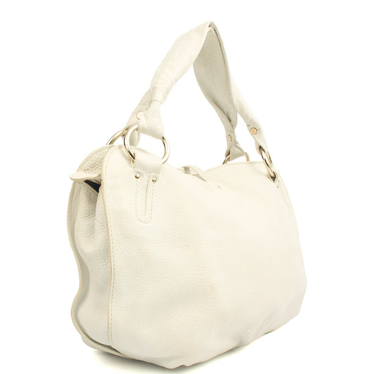 Celine Tote Vintage Tote in White, Box Calfskin — Side View
