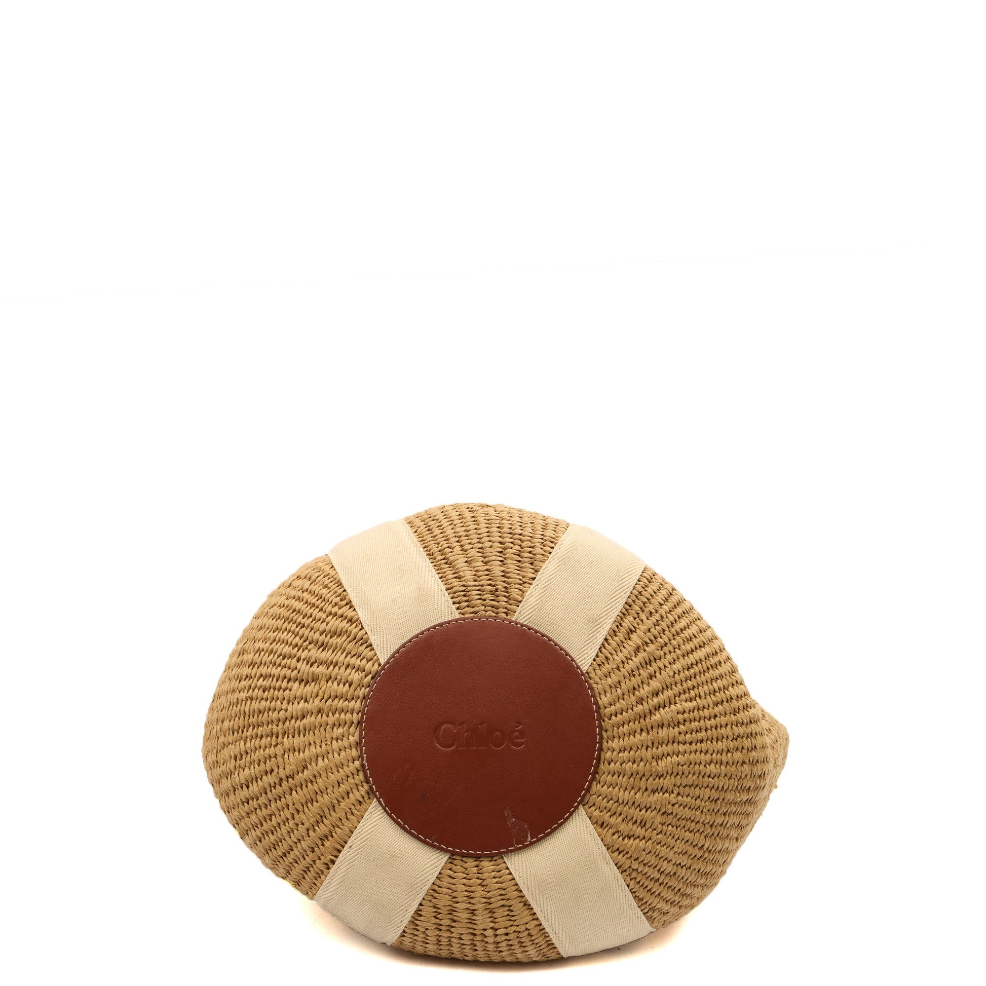 Chloe Tote Woody Basket in Neutral, Raffia — Top View