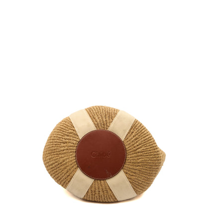 Chloe Tote Woody Basket in Neutral, Raffia — Top View