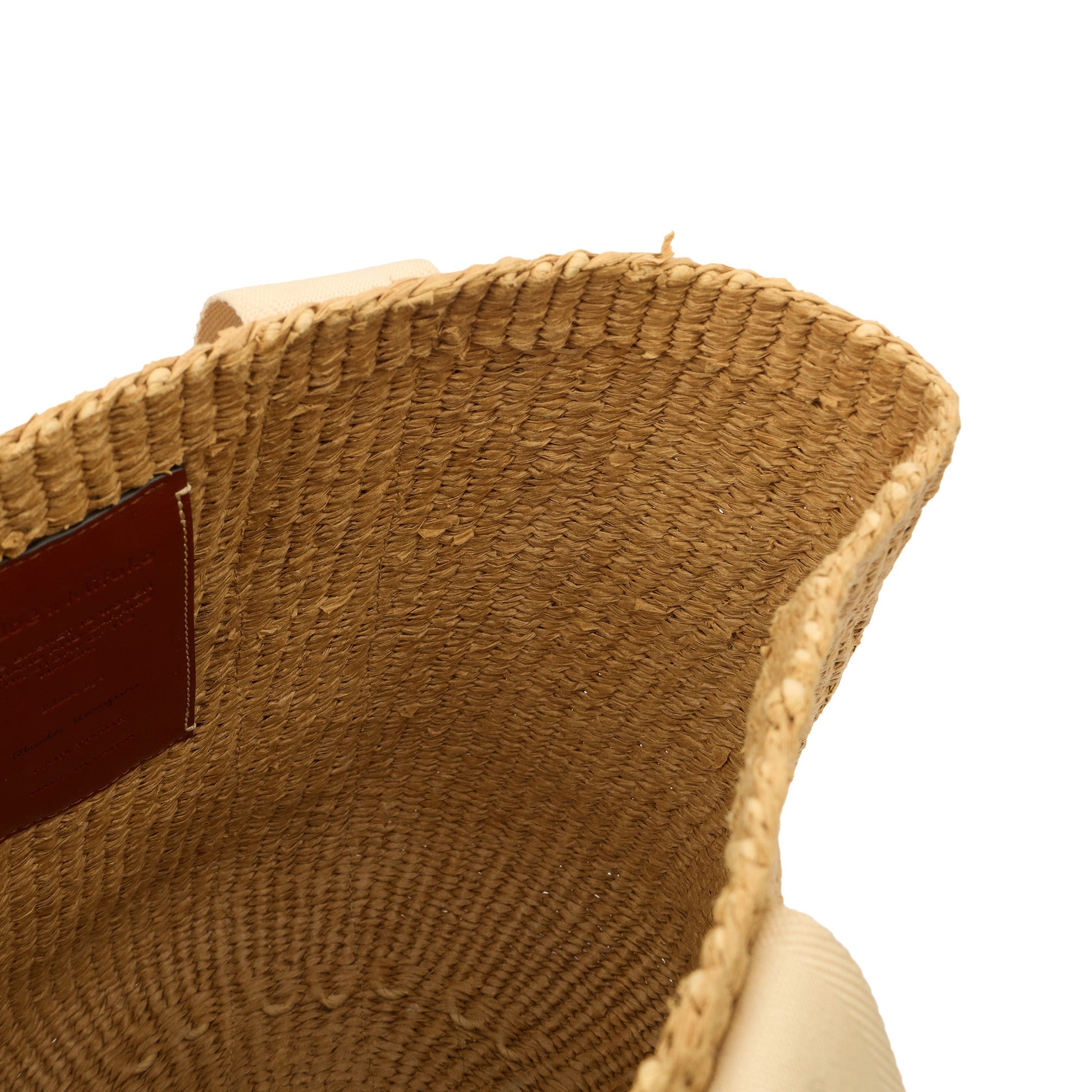 Chloe Tote Woody Basket in Neutral, Raffia — Detail View