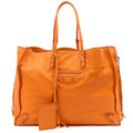 Balenciaga Tote Papier A3 Tote in Orange, Leather — Front View
