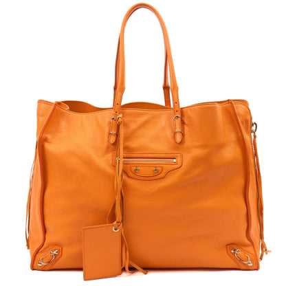 Balenciaga Tote Papier A3 Tote in Orange, Leather — Front View