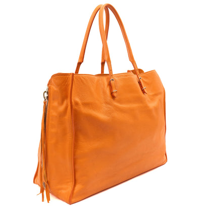 Balenciaga Tote Papier A3 Tote in Orange, Leather — Top View