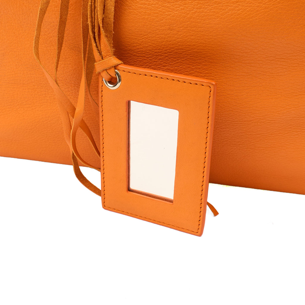 Balenciaga Tote Papier A3 Tote in Orange, Leather — Back View