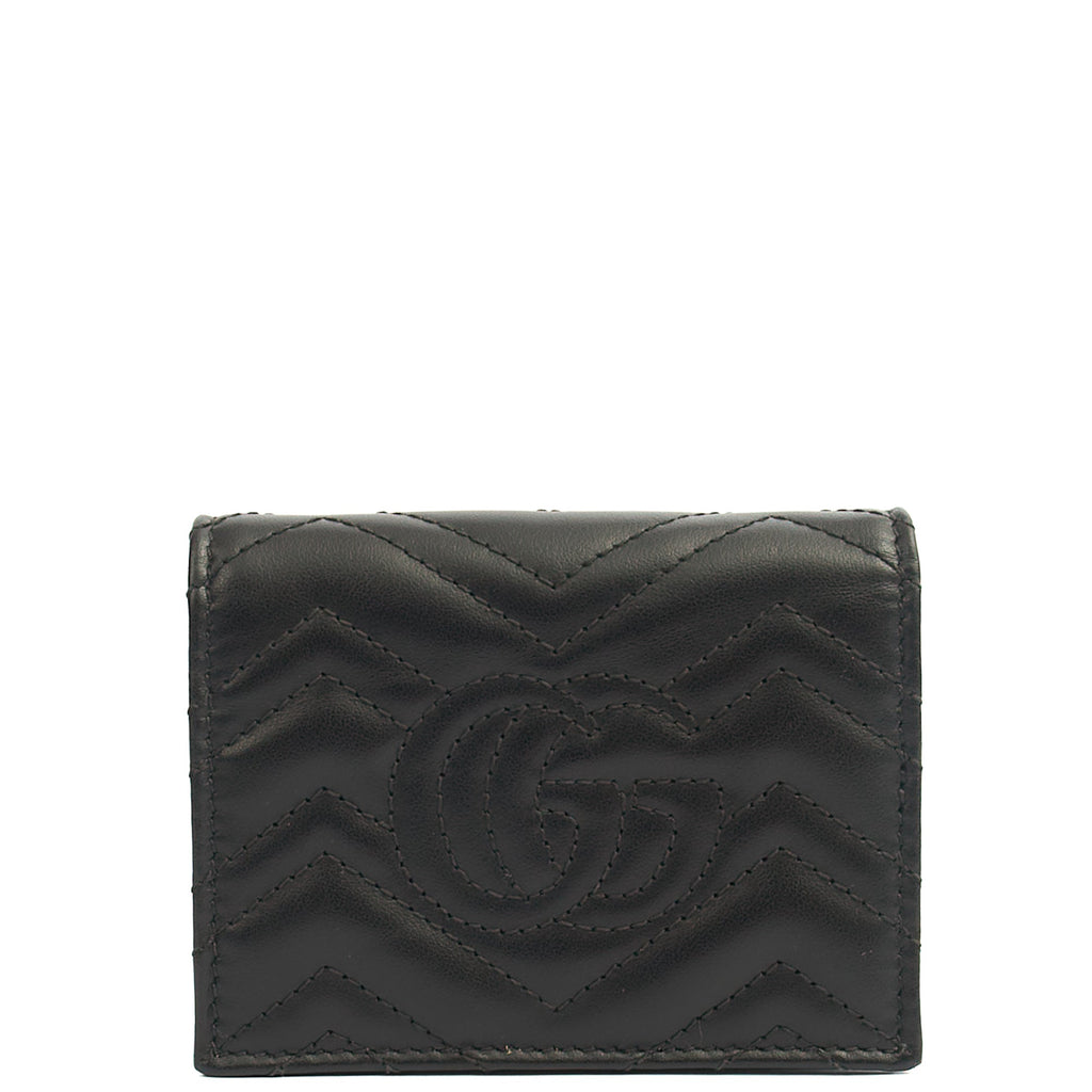 Gucci Wallet Bi-fold Marmont Wallet in Black, Leather — Back View