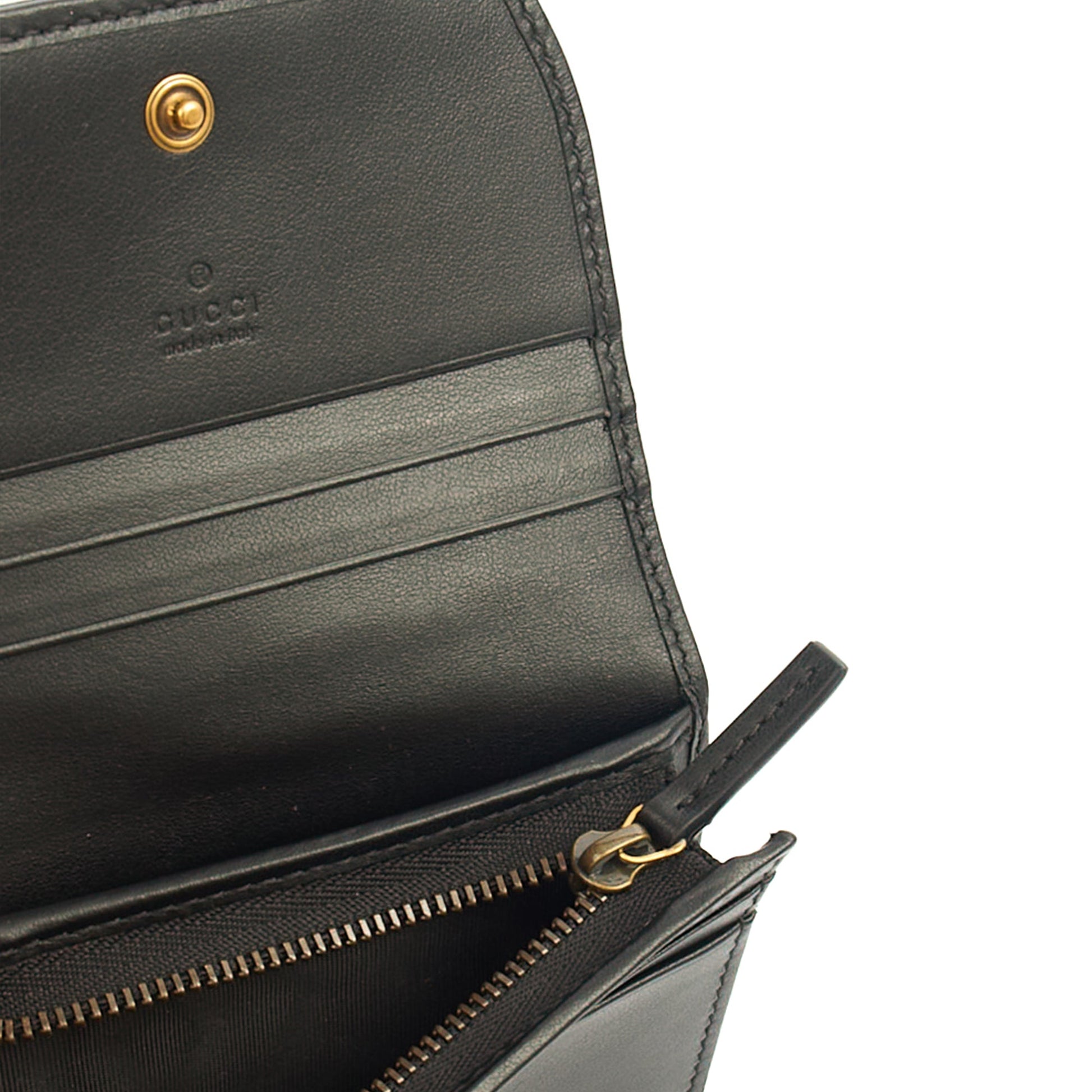 Gucci Wallet Bi-fold Marmont Wallet in Black, Leather — Detail View