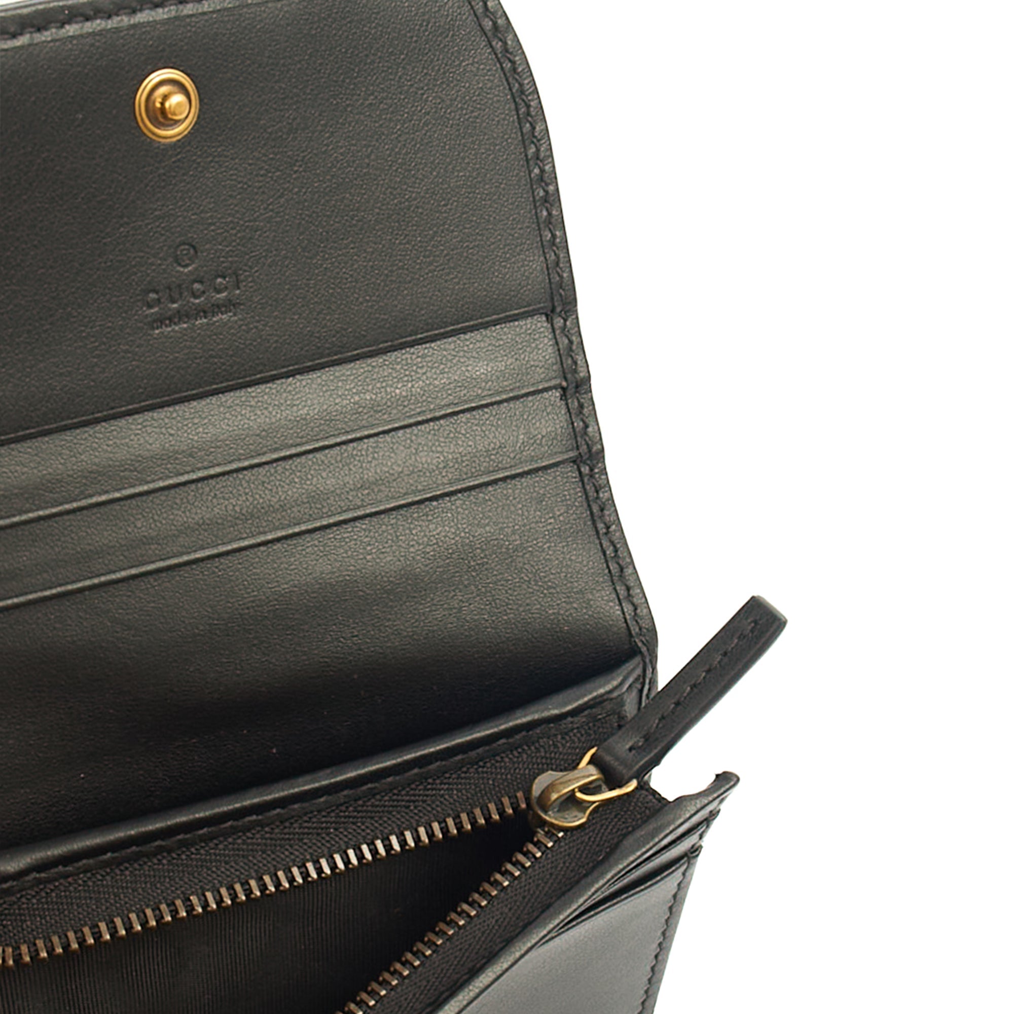 Gucci Wallet Bi-fold Marmont Wallet in Black, Leather — Detail View