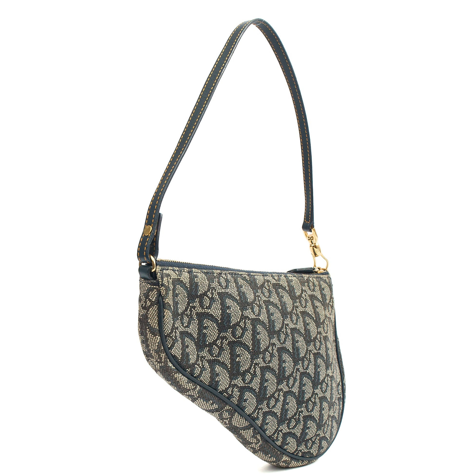 Christian Dior Mini Bag Saddle Pochette in Denim, Dior Oblique Embroidery — Alternate View 8