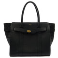 Mulberry Tote Zipped Bayswater in Black, Calfskin Leather — Front View