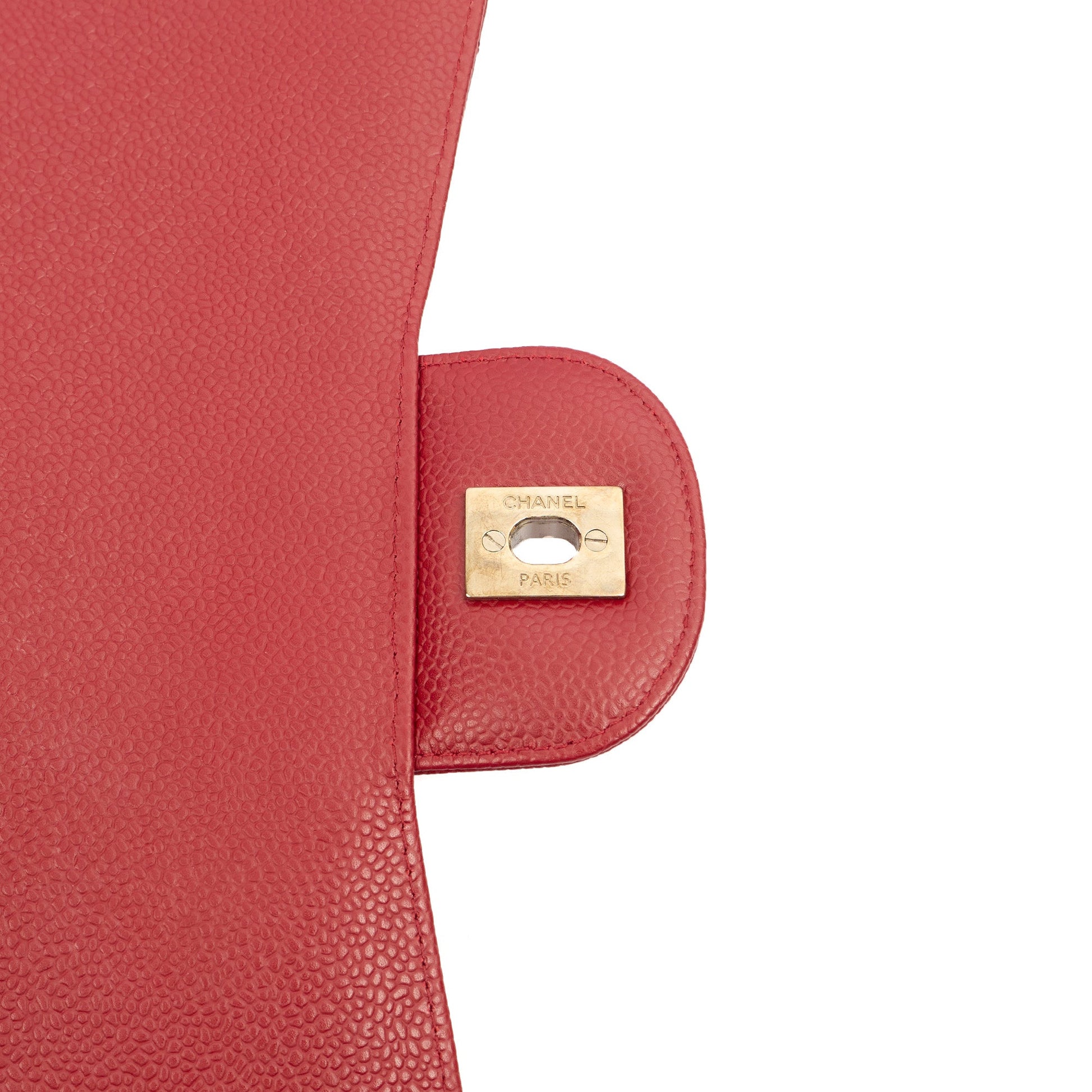 Chanel Shoulder Bag Classic Single Flap - Jumbo in Red, Caviar Leather — Alternate View 9