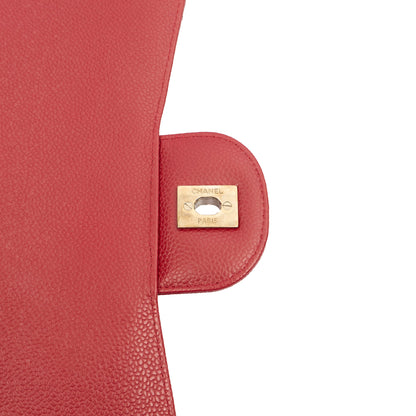 Chanel Shoulder Bag Classic Single Flap - Jumbo in Red, Caviar Leather — Alternate View 9