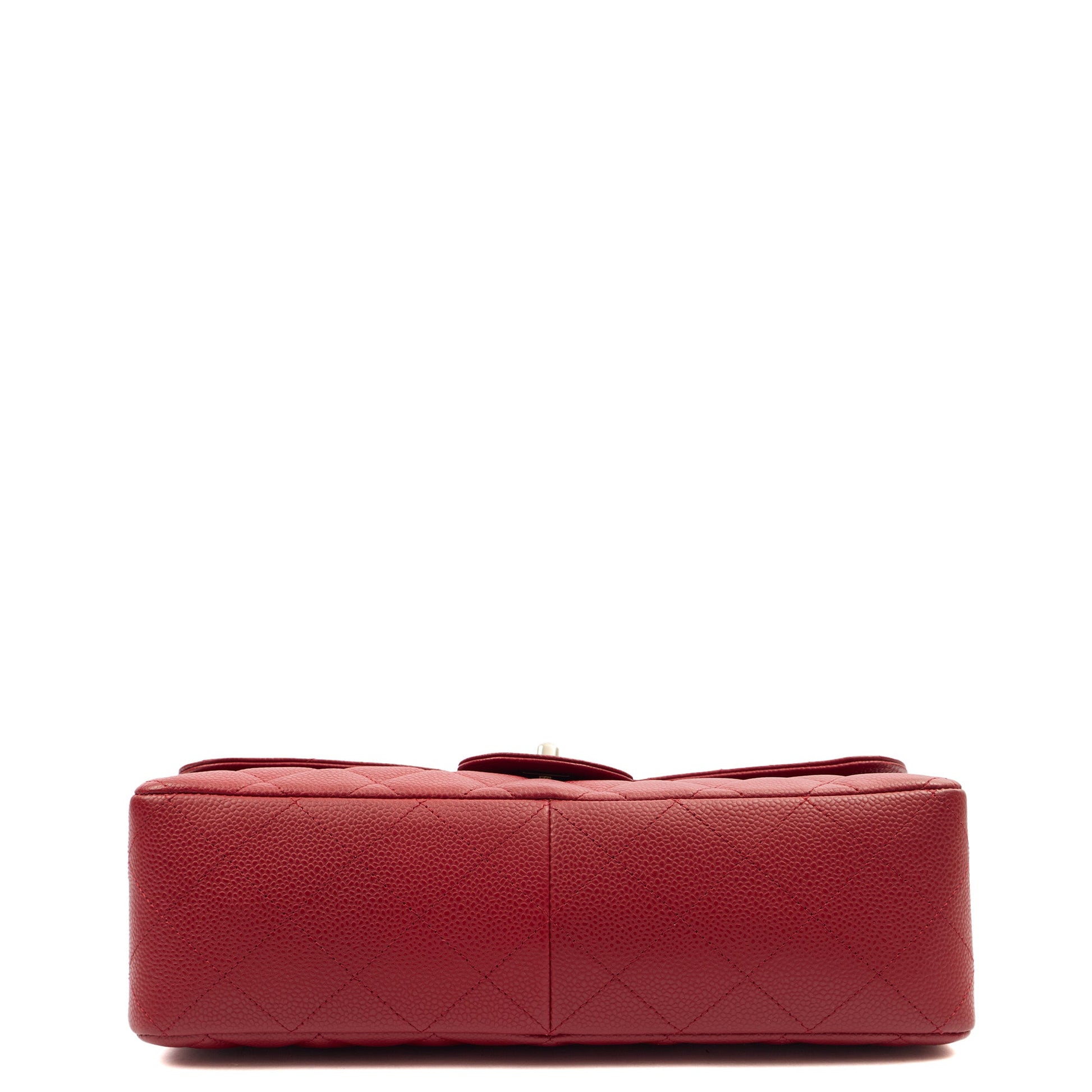 Chanel Shoulder Bag Classic Single Flap - Jumbo in Red, Caviar Leather — Alternate View 14