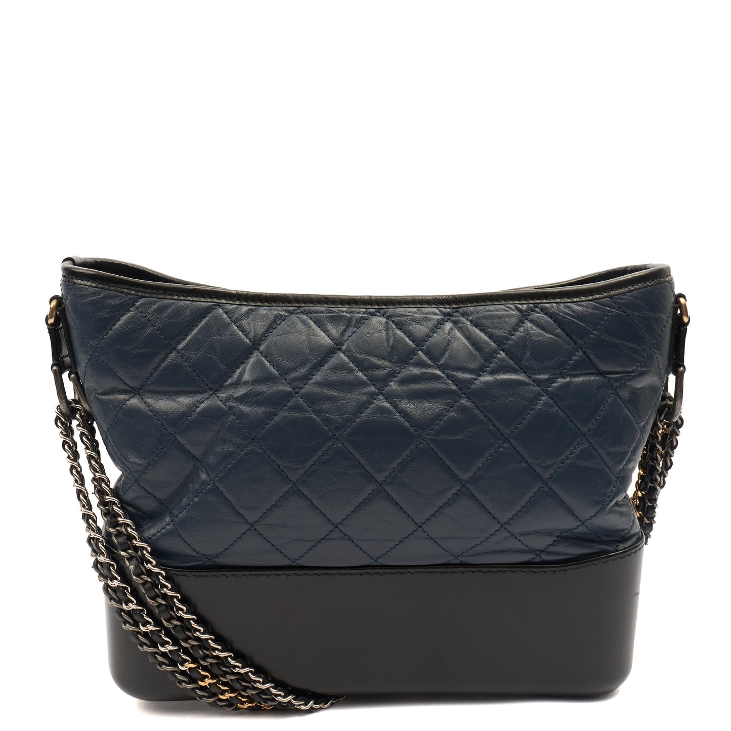 Chanel Cross Body Gabrielle Hobo - Small in Blue, Crinkled Calfskin Leather — Top View