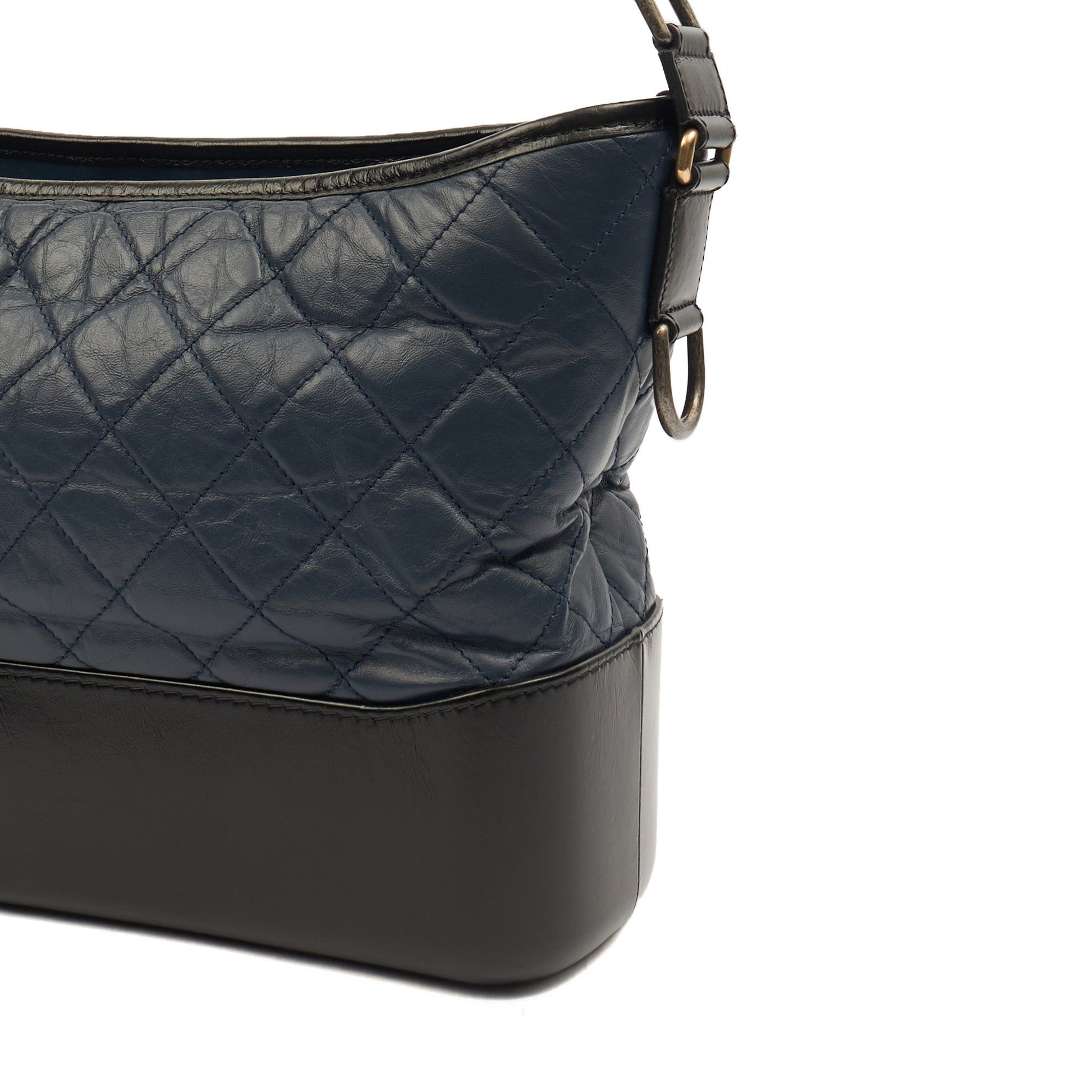 Chanel Cross Body Gabrielle Hobo - Small in Blue, Crinkled Calfskin Leather — Lifestyle View