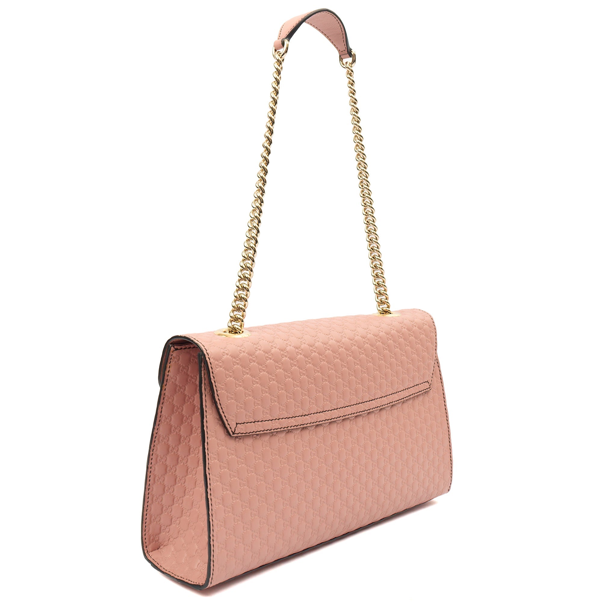 Gucci Emily Shoulder Bag in Pink, Guccissima — Back View