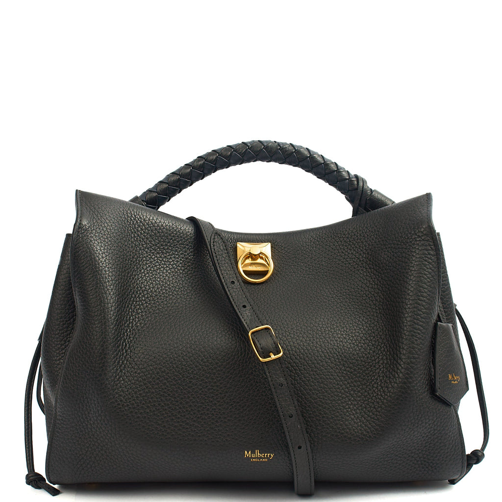 Mulberry Tote Iris - Large in Black, Calfskin Leather — Front View