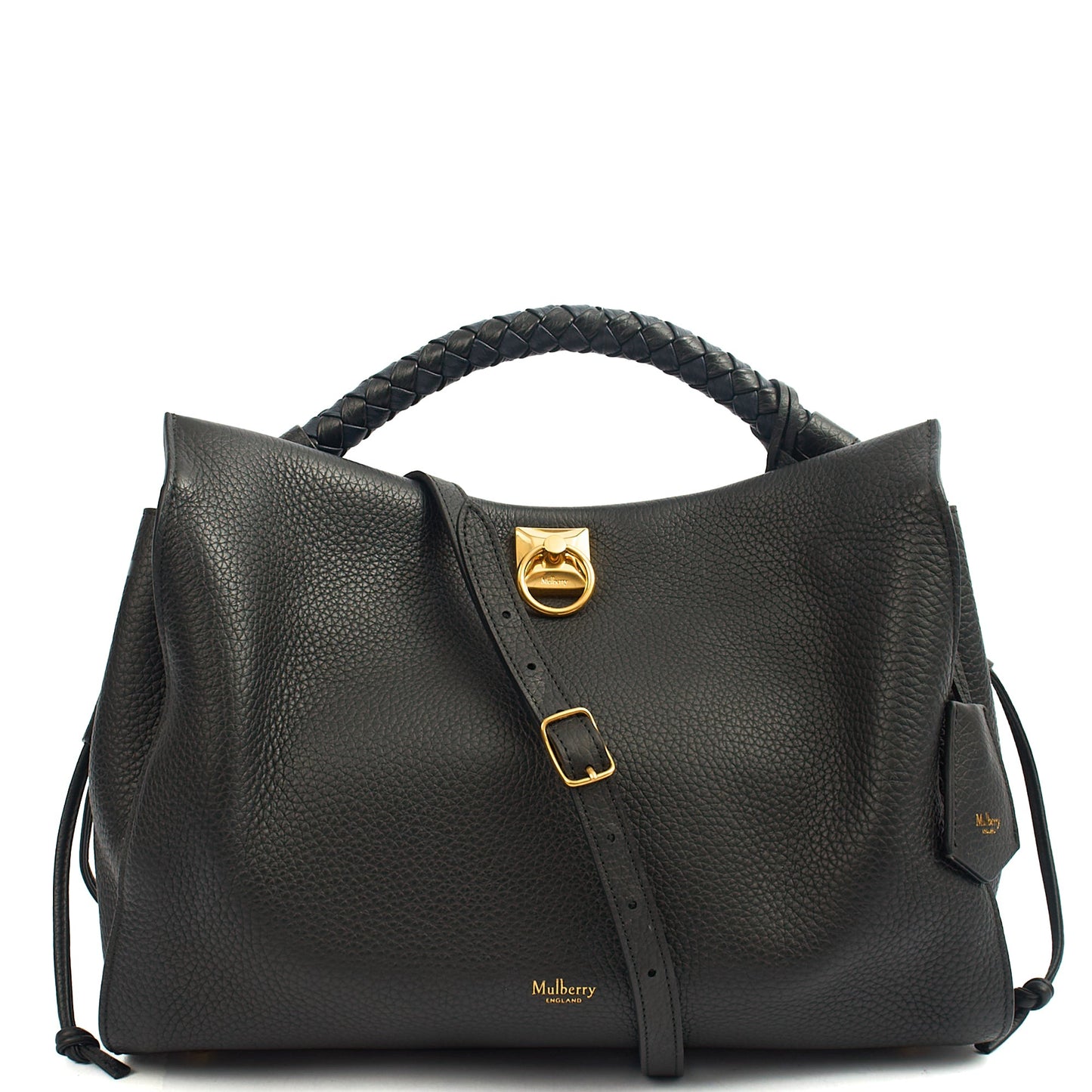 Mulberry Tote Iris - Large in Black, Calfskin Leather — Front View