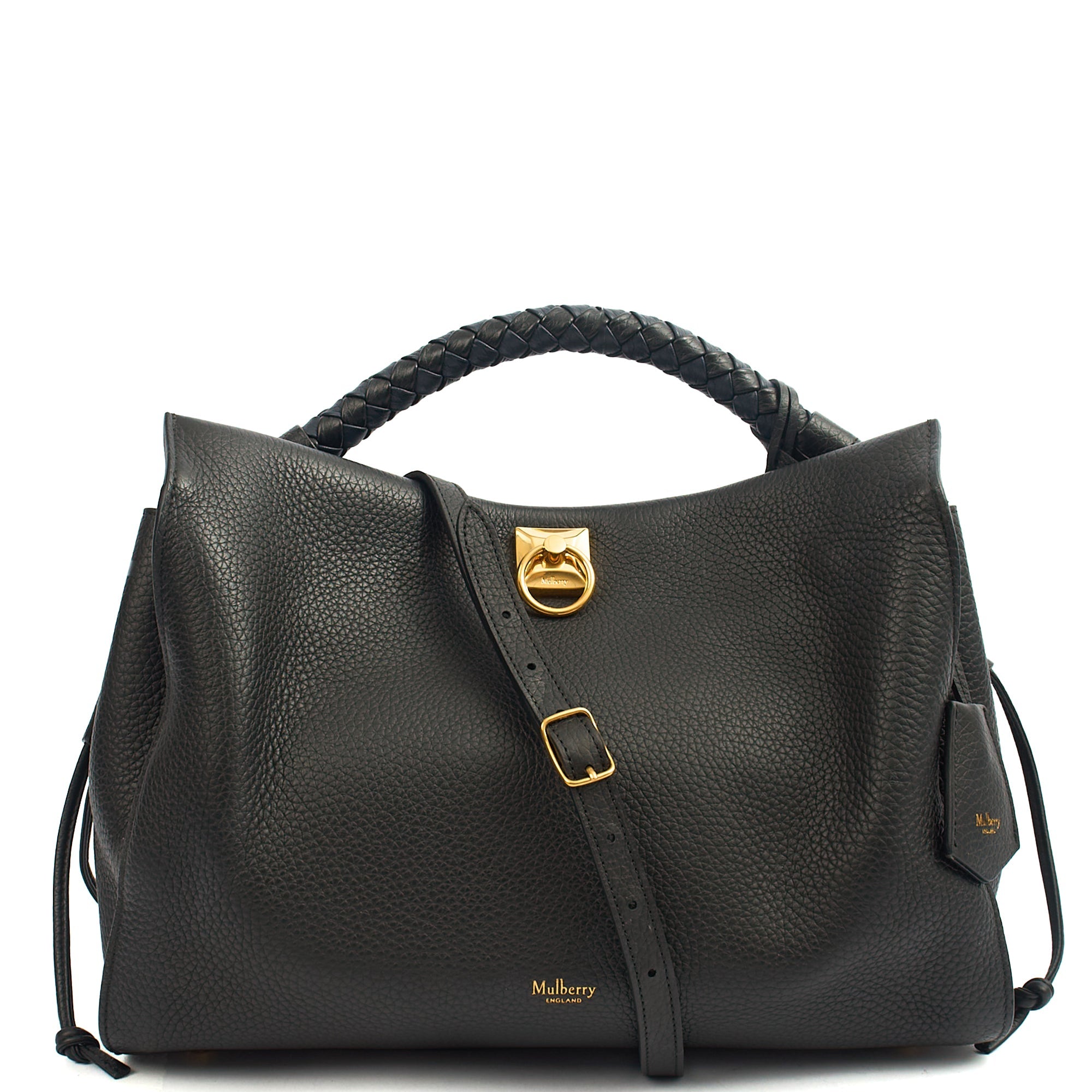 Mulberry Tote Iris - Large in Black, Calfskin Leather — Front View