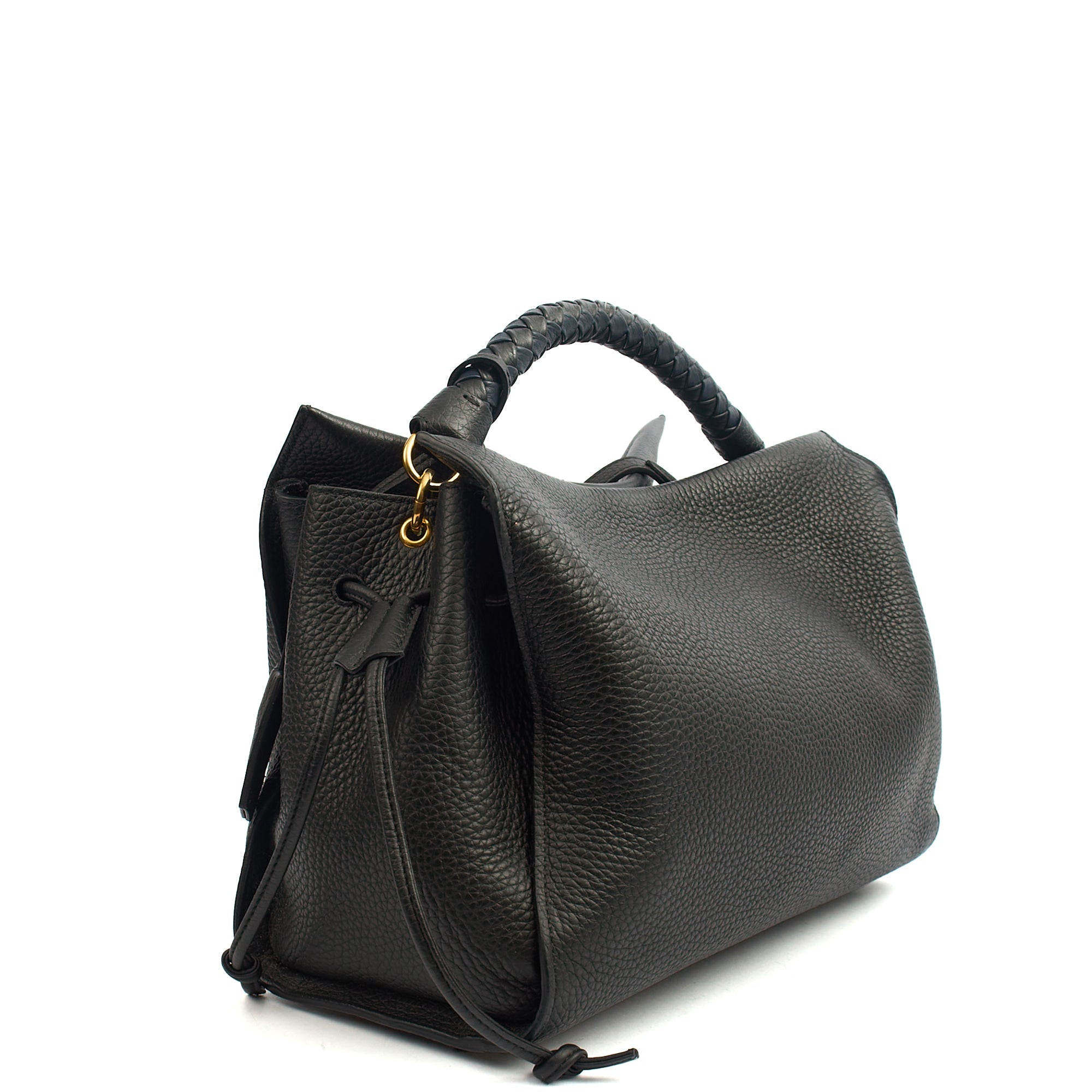Mulberry Tote Iris - Large in Black, Calfskin Leather — Side View