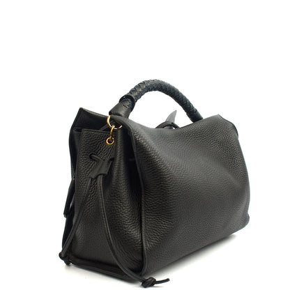 Mulberry Tote Iris - Large in Black, Calfskin Leather — Side View