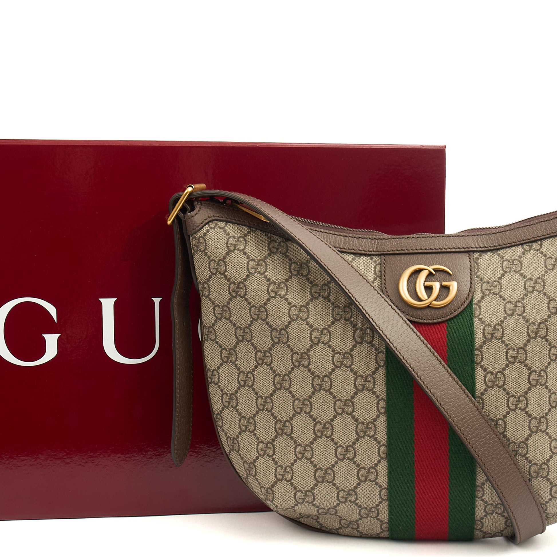 Gucci Cross Body Ophidia Crossbody in GG Supreme, Leather — Lifestyle View