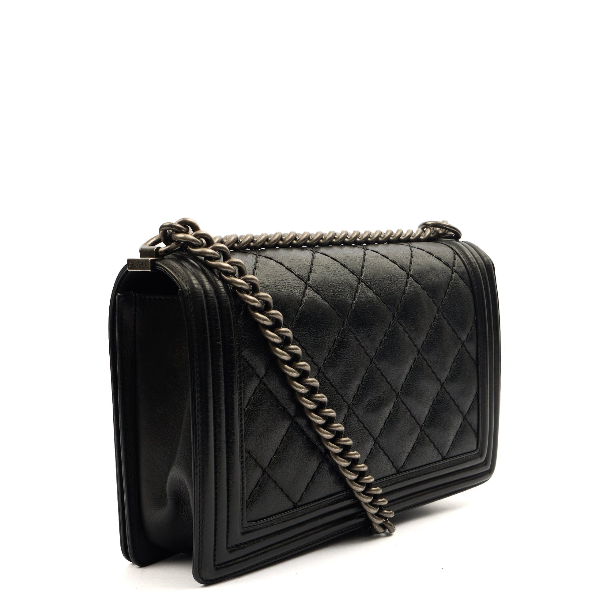 Chanel Shoulder Bag Boy - New Medium in Black, Calfskin Leather — Alternate View 13