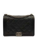 Chanel Shoulder Bag Boy - New Medium in Black, Calfskin Leather — Front View