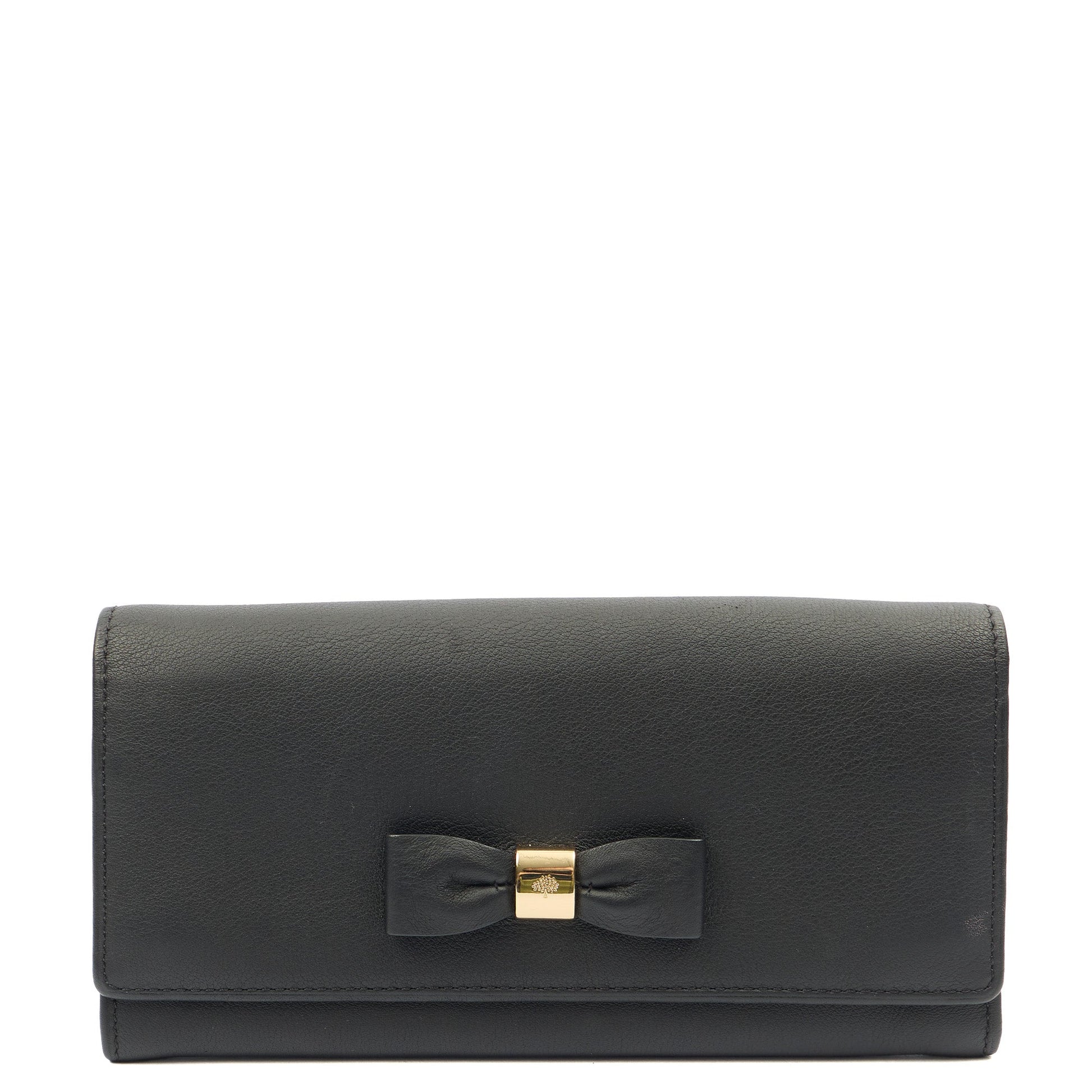 Mulberry Wallet Wallet in Black, Calfskin Leather — Front View