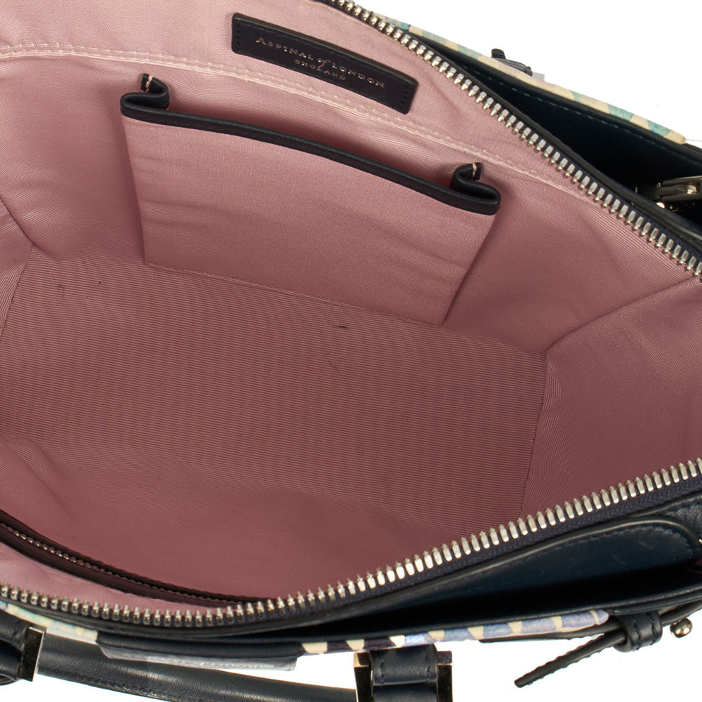 Aspinal of London Top Handle Marylebone Tote - Mini in Blue, Leather — Detail View